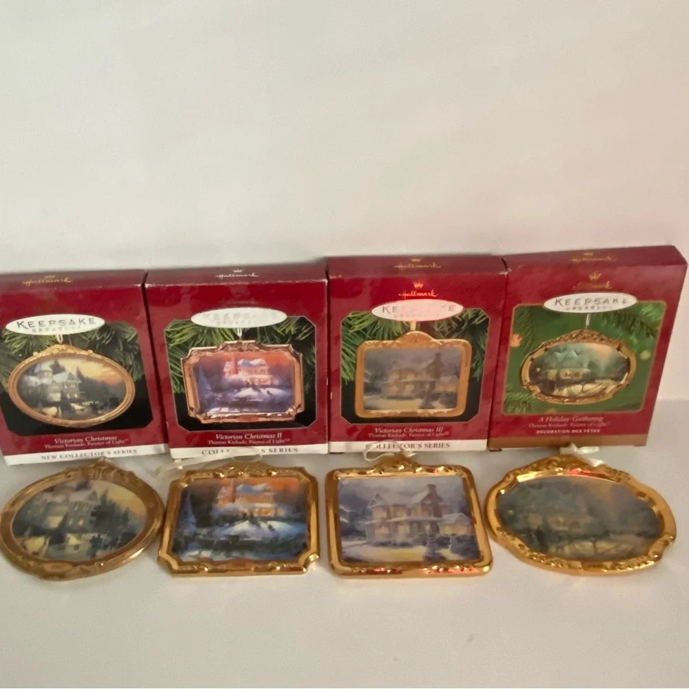 Lot of 4 Hallmark Keepsake Ornaments Victorian Christmas & Christmas Gathering